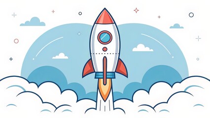 Colorful Rocket Illustration Emphasizing Innovation and Tech-Powered Growth