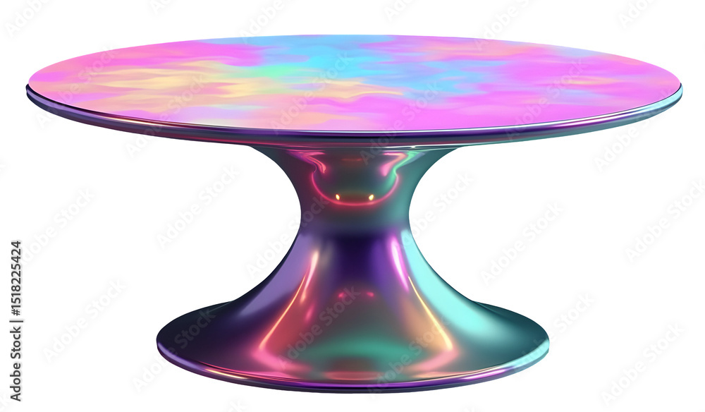 Aufkleber iridescent round table with colorful reflective surface and modern design