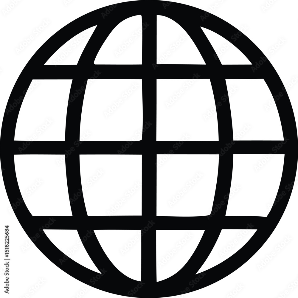 Poster bold black globe icon simple graphic design element for website or app