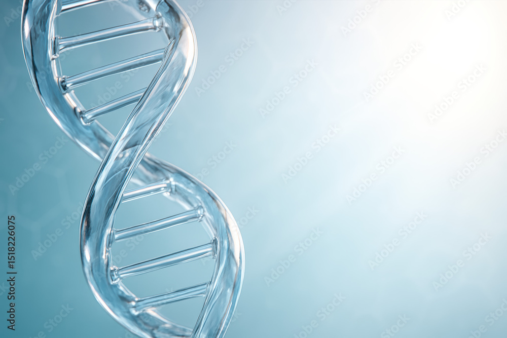 Poster a transparent double helix dna structure symbolizes innovation and progress reflecting advancement a