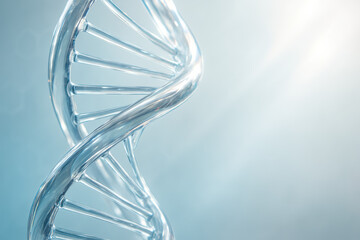 Innovation and growth are symbolized by the clear structure and fluid motion within this hyper-realistic DNA helix representing the foundation progress and connection in business environments