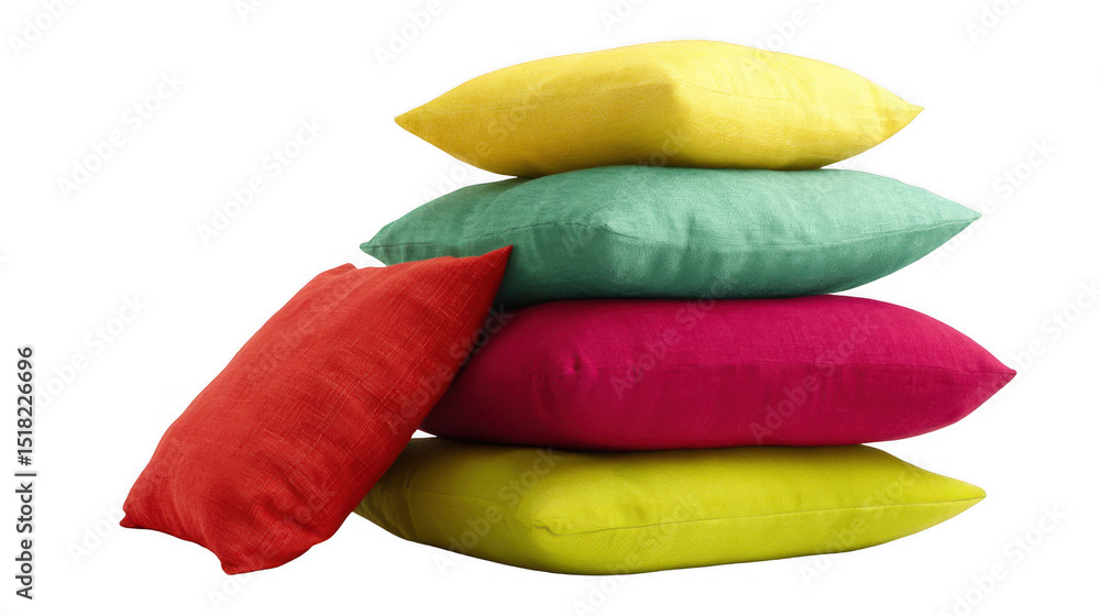 Aufkleber four vibrant cushions create a colorful stack, adding a pop of color to any minimalist or modern hom