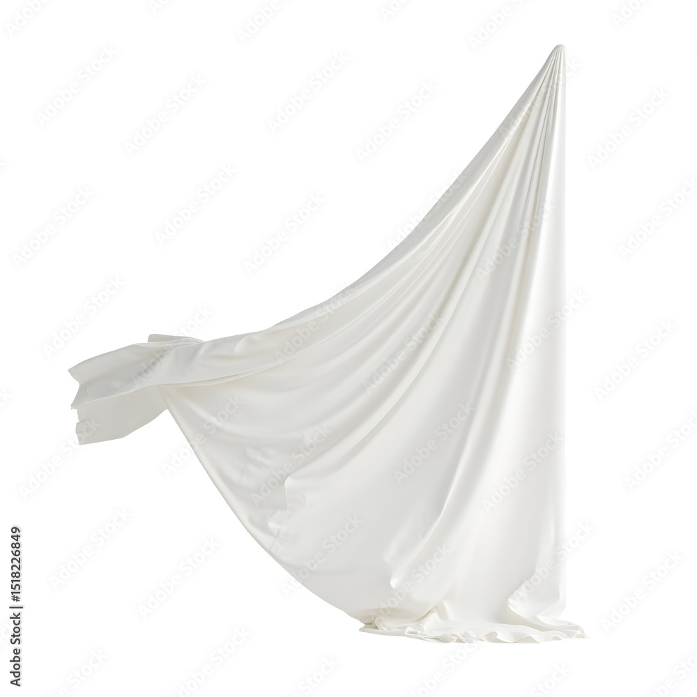 Poster white flowing fabric with smooth texture and elegant drape in motion