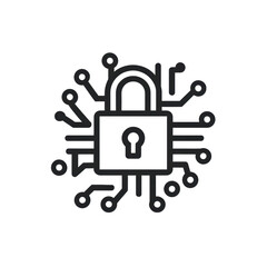Ransomware. Digital lock with circuit design representing cybersecurity themes.