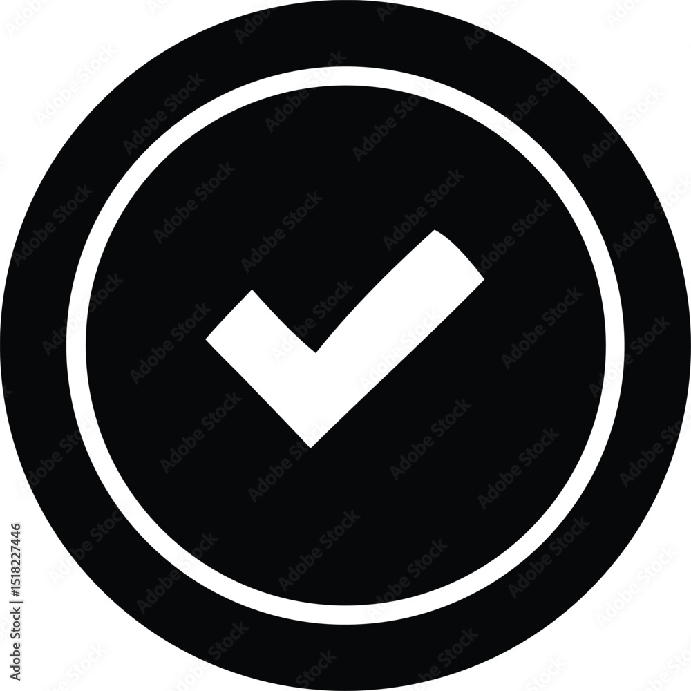 Poster black circle checkmark icon graphic design element for user interface
