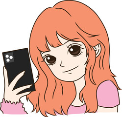 Cute girl taking a selfie with her smartphone illustration