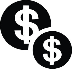 Two overlapping black circles featuring white dollar signs