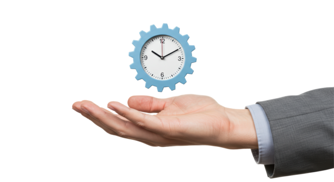 Isolated Hand Holding Clock Gear