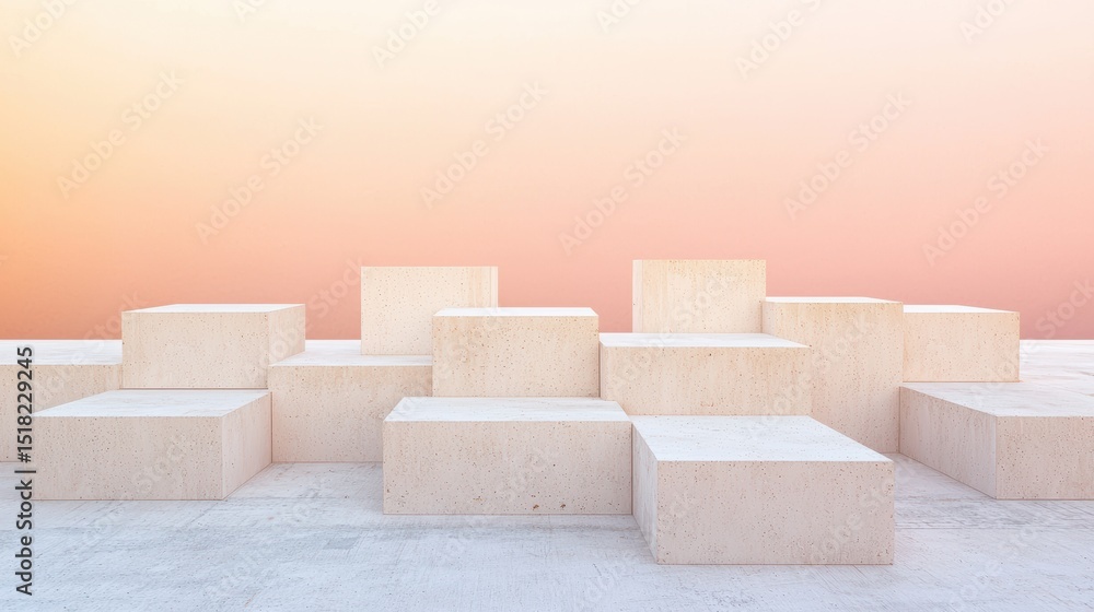 Poster material concrete blocks neatly arranged on a construction site.