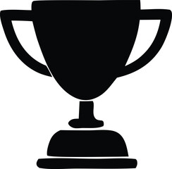 Simple black silhouette of a classic champion trophy