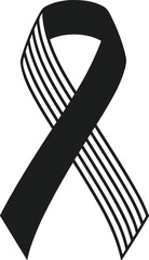 Black Awareness Ribbon Silhouette Vector Illustration