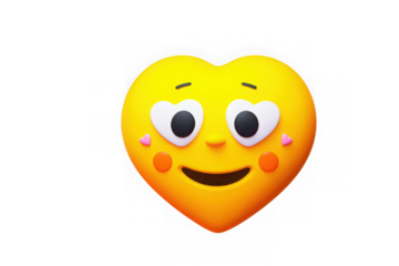 Cute yellow heart emoji with happy expression
