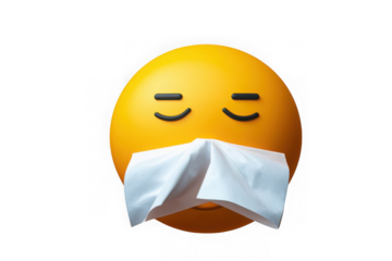 Sick emoji with tissue 3d render illustration