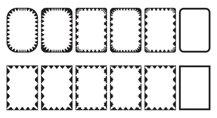 Photo frames set in different style and shapes. Collection of frams. Vector illustration.