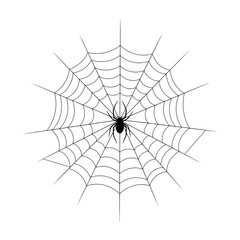 Obraz premium Black Spider in Web Vector Icon Design 