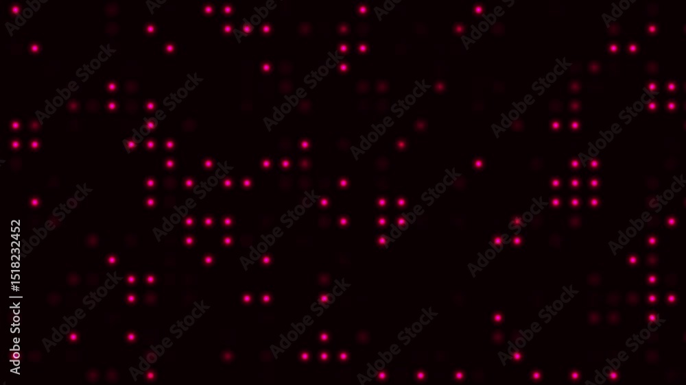 Poster animated digital grid: glowing red pixels on dark background - motion graphics element