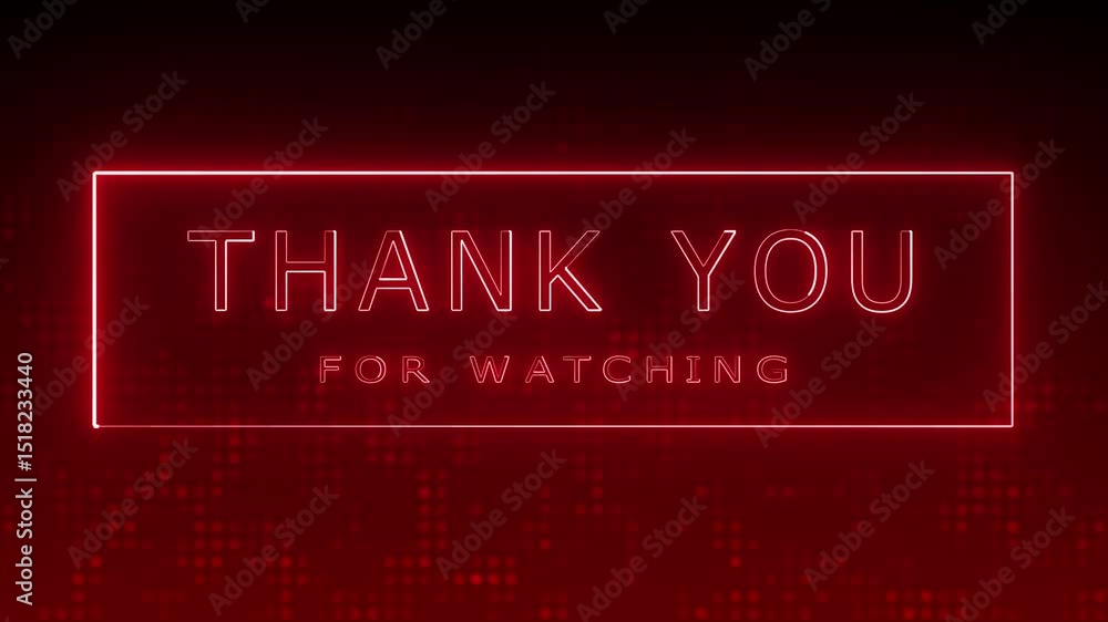 Poster thank you for watching text word red light animation loop. thank you for watching effect element for