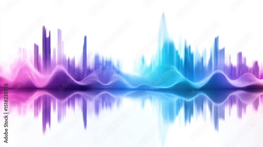 Poster smooth flowing soundwave with abstract motion and gradient colors, emphasizing frequency waves in bl