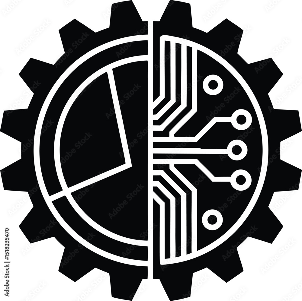Aufkleber abstract gear representing technological integration of data and circuits