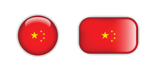 Set of China flag button vector on white isolated