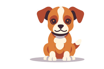 Fototapeta premium Cute Cartoon Dog Vector Illustration - Brown and White Puppy Image - Adorable Pet Clipart for Kids and Adults - Download High Quality Graphics for Your Projects