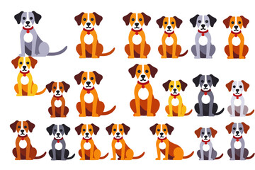 Fototapeta premium Cute Cartoon Dogs Vector Art Illustration- Collection of Colorful Dog Breeds- Perfect for Pet Lovers and Graphic Design Projects