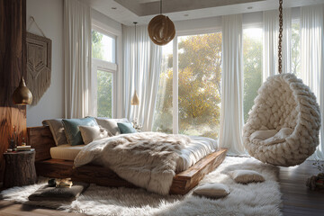 Ultra-Realistic Interior of a Calm Boho Room