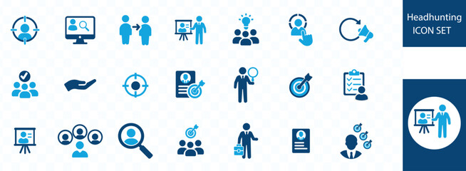 Headhunting icon set . Recruitment thin line icon collection. Vector illustration