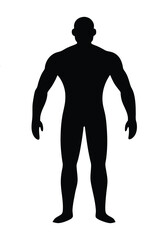 Strong muscular bodybuilder silhouette in powerful pose, unique vector illustration representing strength, fitness, and male bodybuilding concept.