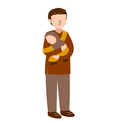 Father Holding Sleeping Baby in Carrier - Gentle Care