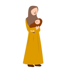 Muslim Mother and Child Illustration