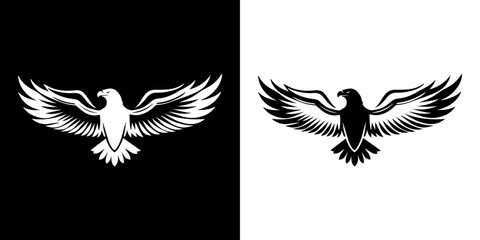 Obraz premium Eagle Silhouette Vector Illustration in Black and White