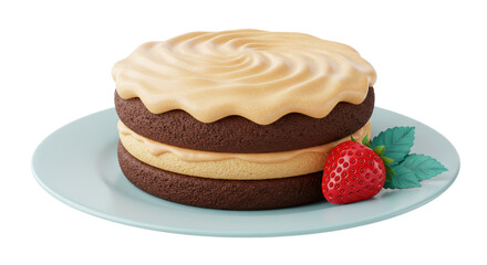 Isolated Layered Cake with Strawberry