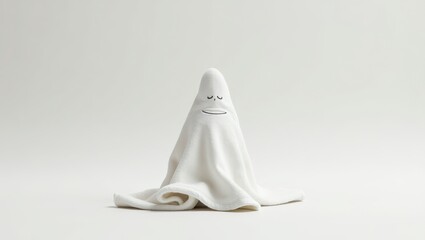 Serene White Towel Ghost Figure Minimalist Peaceful Design Studio Shot