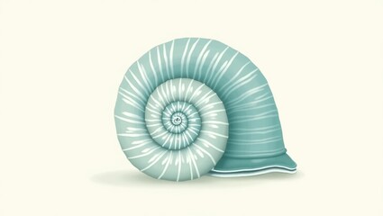 Elegant Teal Seashell Spiral Nautical Ocean Theme Coastal Design Illustration