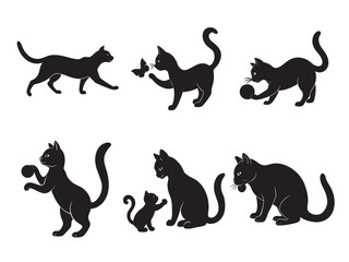 set of cats silhouettes