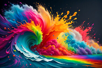 abstract colorful background Vibrant rainbow color explosion wave