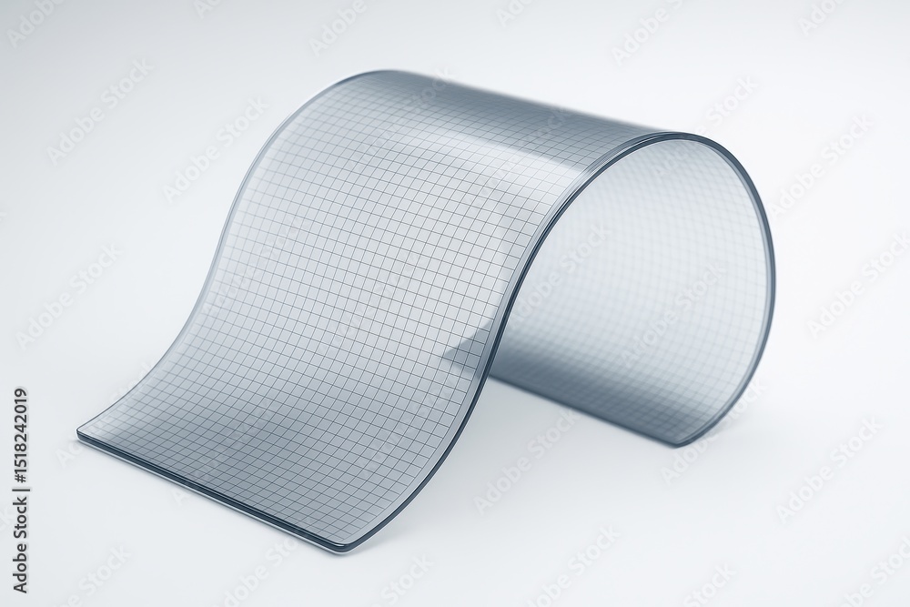 Poster graphene sheet demonstrating flexibility and strength in a laboratory setting