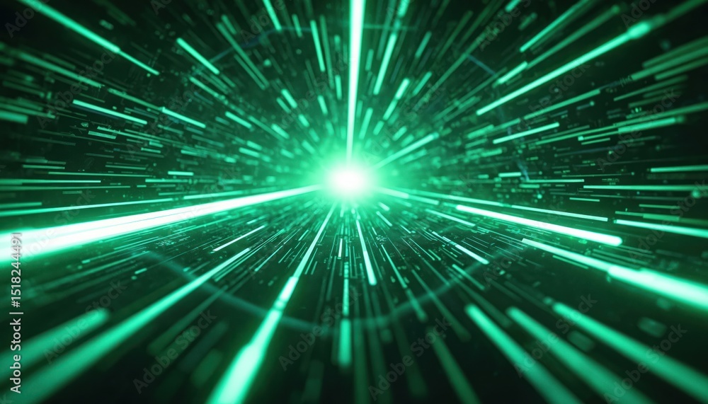 Poster Digital grid with glowing lines converging in distance. Futuristic tech background of network connection. Cybernetic design for speed, innovation, data transfer concept. Abstract sci-fi technology,