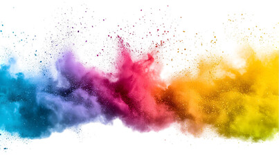 Colorful powder eruption PNG with rainbow hues, party and color run element