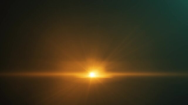 Bright sun flare with golden light rays and soft glow emerging from a dark background. Ideal for cinematic visuals, transitions, overlays, or abstract design projects.


