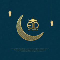 Eid al-Adha Celebration Background with crescent moon Illustration