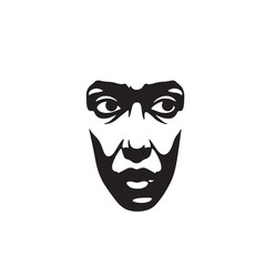 Intense Black and White Portrait Illustration of a Man's Face, Showing Strong Emotion