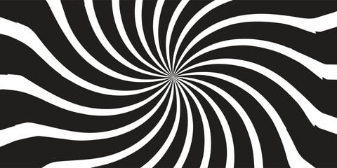 PrintBlack And White Radial Striped Pattern With Abstract Optical Effects