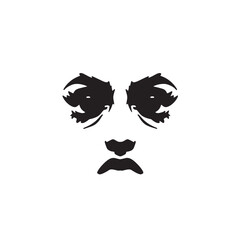Intense Black and White Illustration of an Angry Face Vector Art
