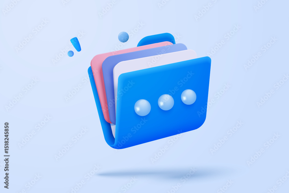 Aufkleber 3d folder and paper for management multimedia movie file, paperwork multiple signs on database. imag