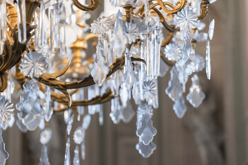 A luxurious chandelier showcasing intricate crystal ornaments