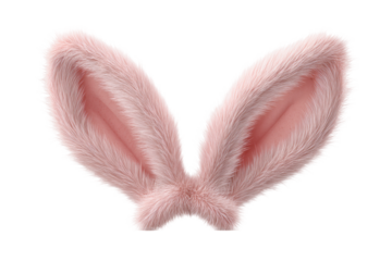 PNG Close-up of fluffy pink bunny ears with furry texture