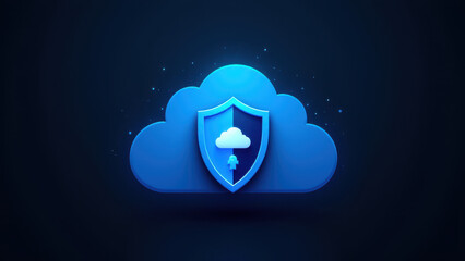 A blue cloud-shaped shield emblem, symbolizing cybersecurity and internet safety.