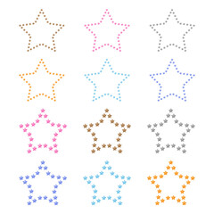 Set of star shape frames with stars. Colorful star borders. Decorative pattern for photo, artwork, fabric, wallpaper, wrapping paper, scrapbooking, decoupage.